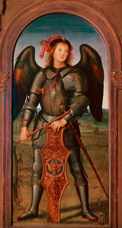 Polyptic of the Chartreuse of Pavia: "" Erkeengelen Michael"" Maleri av Pietro Vannucci dit il Perugino (The Perugin av Pietro Perugino