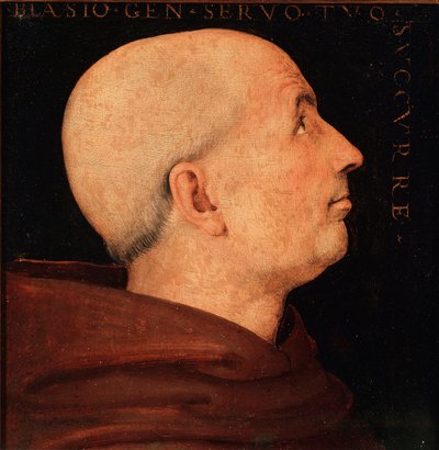 Portrett av Don Biagio Milanesi, general av Ordenen for klosteret Vallombrosa Profil av en munk fra klosteret Vallombreuse. Maleri av Pietro Vannucci dit il Perugino (The Perugin av Pietro Perugino
