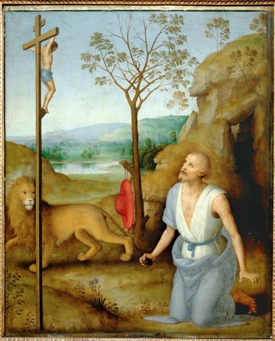 Den hellige Hieronymus i ørkenen (maleri) av Pietro Perugino