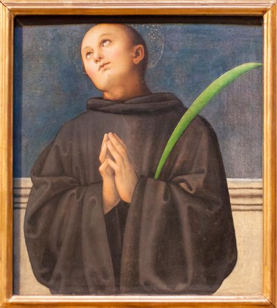 St Placidus (olje på tre) av Pietro Perugino