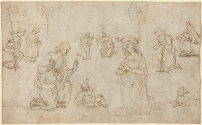 Gjeternes tilbedelse, ca. 1517 (penn- og blekktegning) av Pietro Perugino