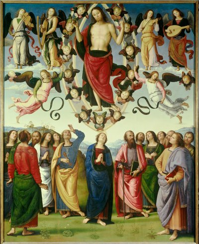 The Ascension of Christ Maleri av Pietro Vannucci dit Il Perugino (The Perugin) (1450-1523) 1496 Søn. 3,25x2,65 m Lyon, Museum of Fine Arts - Kristi himmelfart. Maleri av Pietro Vannucci kalt Il Perugino (1450-1523) av Pietro Perugino