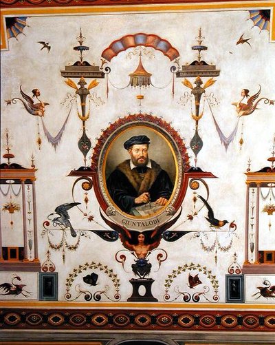 Portrett av Giuntalodi, detalj fra taket på Sala del Sindaco av Pietro Pezzati