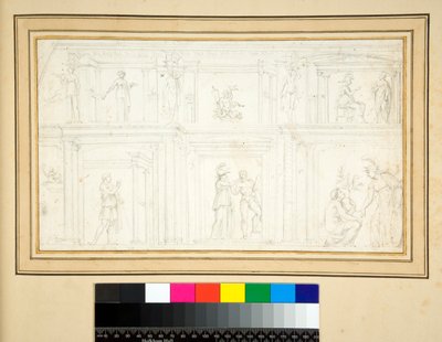 Fragment av et veggmaleri (blyant) av Pietro Santi Bartoli