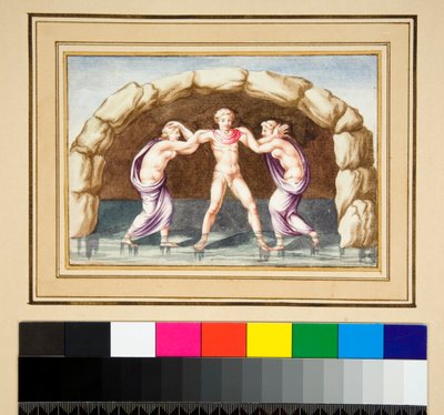 Hylas og nymfene (svart kritt, noen med penn og brunt blekk. farget med akvarell) av Pietro Santi Bartoli