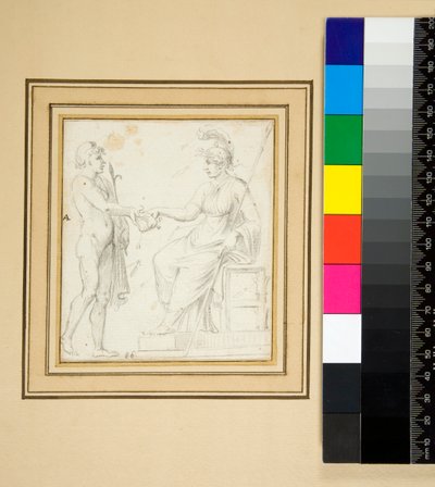Stor avlang vegg med fem rom (blyant) av Pietro Santi Bartoli