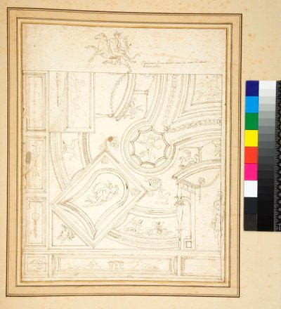 Ornament av et antikt rom helt i relieff stukk. (penn) av Pietro Santi Bartoli