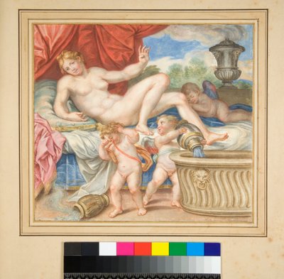 Liggende Danae med Cupids vist av Pietro Santi Bartoli