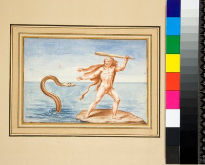 Scene fra Vatikanet Virgil (svart kritt, noen med penn og brunt blekk. farget med akvarell) av Pietro Santi Bartoli