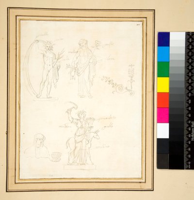 Skisse av tre figurer (blyant) av Pietro Santi Bartoli