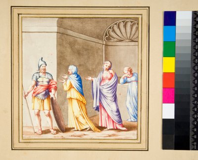 Den såkalte Coriolanus (svart kritt, noen med penn og brunt blekk. farget med akvarell) av Pietro Santi Bartoli