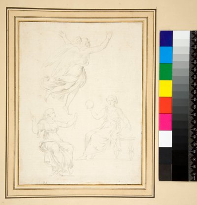 To draperte kvinnefigurer sittende (blyant) av Pietro Santi Bartoli