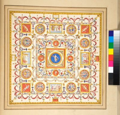 Volta del Palazzo di Augusto (svart kritt, noen med penn og brunt blekk. farget med akvarell) av Pietro Santi Bartoli