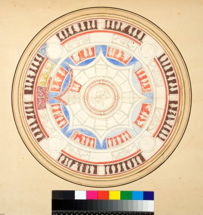 Volta di Giove i Domus Aurea (svart kritt, noen med penn og brunt blekk. farget med akvarell) av Pietro Santi Bartoli