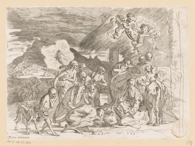 Tilbedelse av hyrdene av Pietro Testa