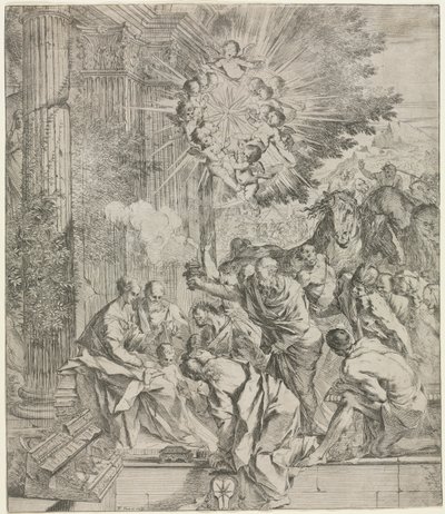 Tilbedelse av vismennene, 1636-1638. av Pietro Testa