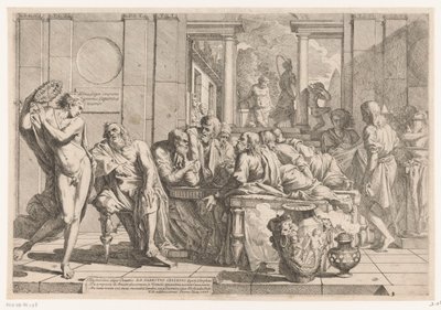 Alkibiades avbryter samtalen mellom Sokrates og vennene hans av Pietro Testa