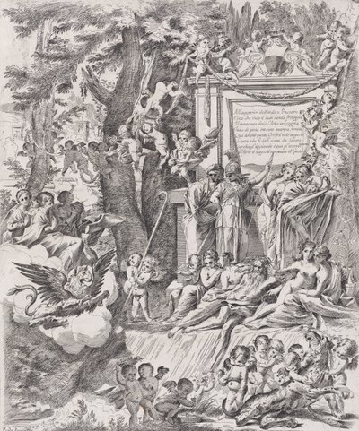 En allegori til ære for ankomsten av kardinal Franciotti som biskop av Lucca, 1680-1700. av Pietro Testa