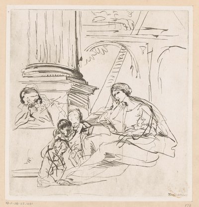 Hellig familie med to barn av Pietro Testa