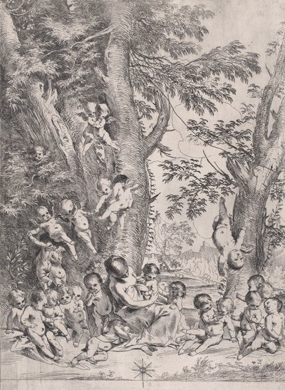 Nestekjærlighetens hage, ca.1631-37. av Pietro Testa