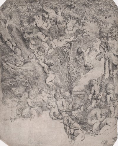 Venus hage, bevis avtrykk av øvre venstre hjørne, ca. 1631-37. av Pietro Testa