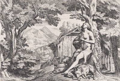 Den fortapte sønnen blant svinene, fra en serie på fire trykk, ca. 1645. av Pietro Testa