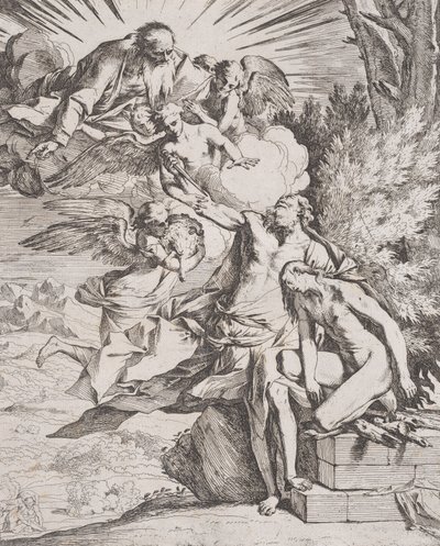 Isaks ofring av hans far Abraham, ca. 1640-42. av Pietro Testa