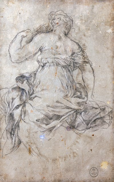 Kvinnefigur, Freskomaleri for sølvtiden Study for Age of Silver av Pietro da Cortona