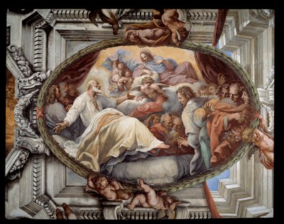 Gjenoppretting av St. Filip etter åpenbaring av den jomfruelige fresken av følget av Pietro da Cortona (Peter av Cortona) (1596-1669) 1652 Roma, rødt rom Santa Maria-kirken i Vallicella Italia av Pietro da Cortona