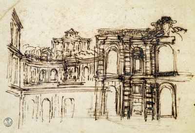 Studie for teater i Palazzo Pitti i Firenze, av Pietro Berrettini kjent som Pietro da Cortona (1596-1669), Italia av Pietro da Cortona