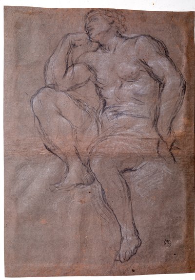 Ung mann, studie - Tegning av Pietro da Cortona