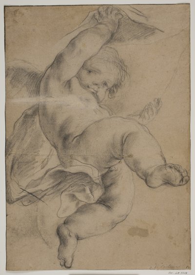 Flying putto løfte en gardin av Pietro da Cortona