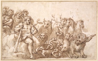 PD.10-1922 Allegory of the Labours of Hercules (penn og blekk og vask) av Pietro da Cortona