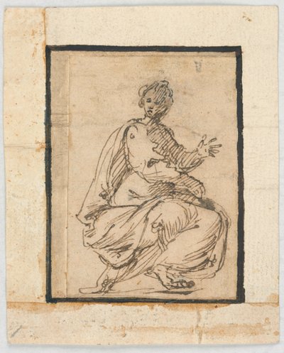 Skissebokside: Allegorisk figur av Pietro da Cortona