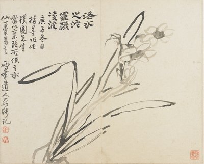 Landskap, blomster og fugler: Narcissus, Qing-dynastiet av Luo Ping