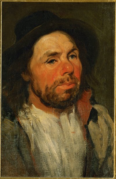 Bonde med hatt (olje på lerret) av Piotr Michalowski