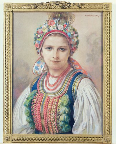 Cracowian Bride, 1917 (pastell på papp) av Piotr Stachiewicz