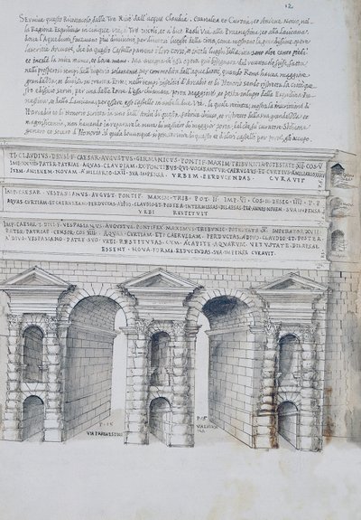 Porta Maggiore i Roma, tegning, fra romerske antikviteter, av Pirro Ligorio (1513-1583) av Pirro Ligorio