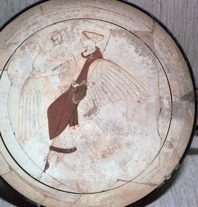 Detalj av en kylix som viser Afrodite som rir på en gås, 500-tallet f.Kr. av Pistoxenos painter