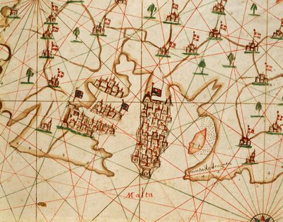 Island of Malta, fra portolan atlas bestående av seks kart, av Placido Caloiro og Francesco Oliva, Parchment. 1646. av Placido Caloiro e Oliva