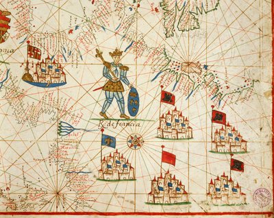 Kongeriket Frankrike, fra portolan atlas bestående av seks kart, av Placido Caloiro og Francesco Oliva, Parchment. 1646. av Placido Caloiro e Oliva