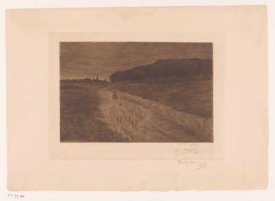 Saueflokk med gjeter på myrvei av Pol Craps (signed by artist)