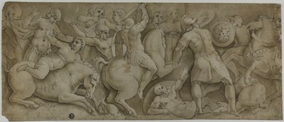 Slaget ved Amazonas av Polidoro da Caravaggio