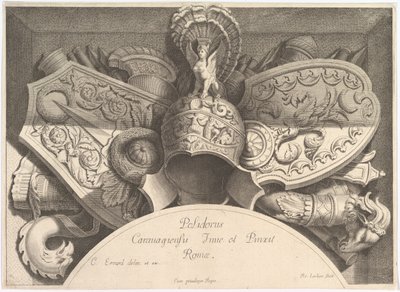 Divers Trophées våpentroféer etter fasaden til Palazzo Milesi i Roma, 1651 av Polidoro da Caravaggio