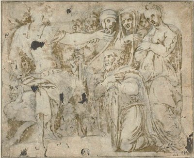 Familie til Darius før Alexander av Polidoro da Caravaggio
