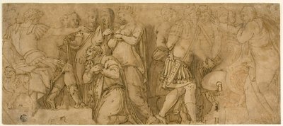 Familie av Darius før Alexander; Fanger foran en senator av Polidoro da Caravaggio