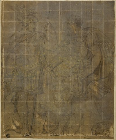 To romerske krigere med hunulven Romulus og Remus av Polidoro da Caravaggio