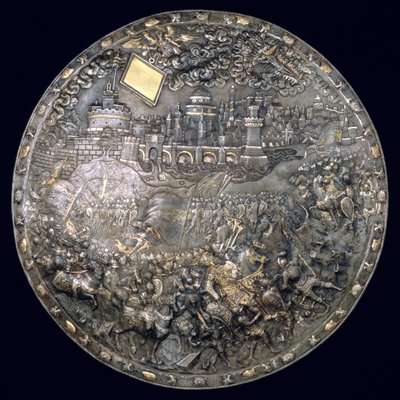 Kong John III Sobieskis (1624-96) Fortune Telling Shield (forgylt jern og sølv) av Polish School