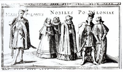 Polsk adel (gravering) (bw-bilde) av Polish School