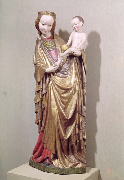 Jomfru og barn, ca. 1400 (polykromt tre) av Polish School